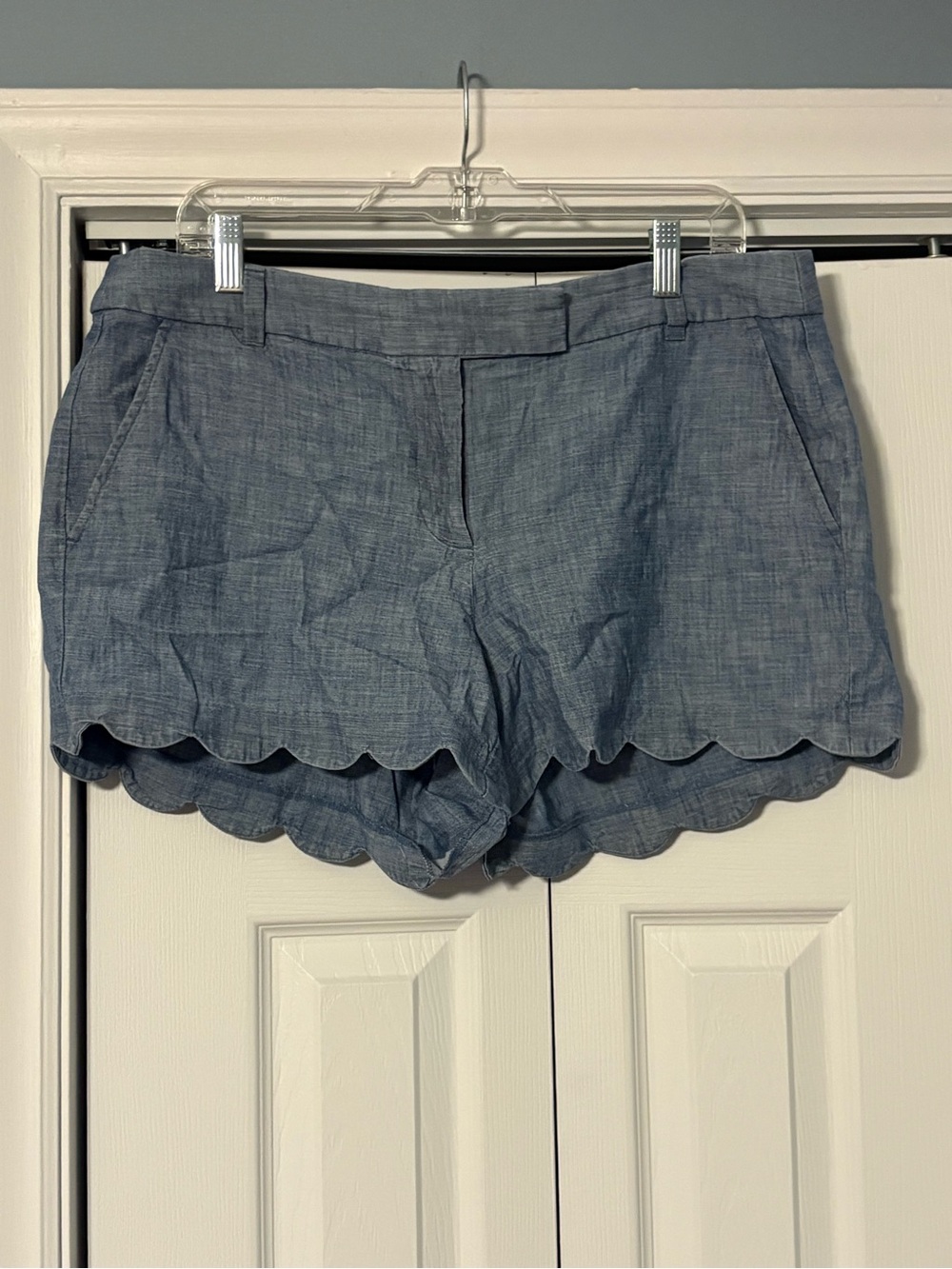 J. Crew Chambray Scallop Hem Shorts - Light Blue